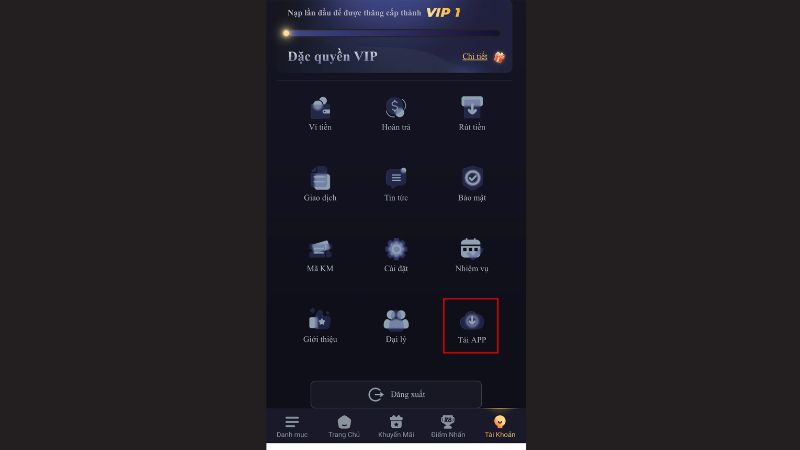 Bước 1: Vào K8CC nhấp vào “tải app”